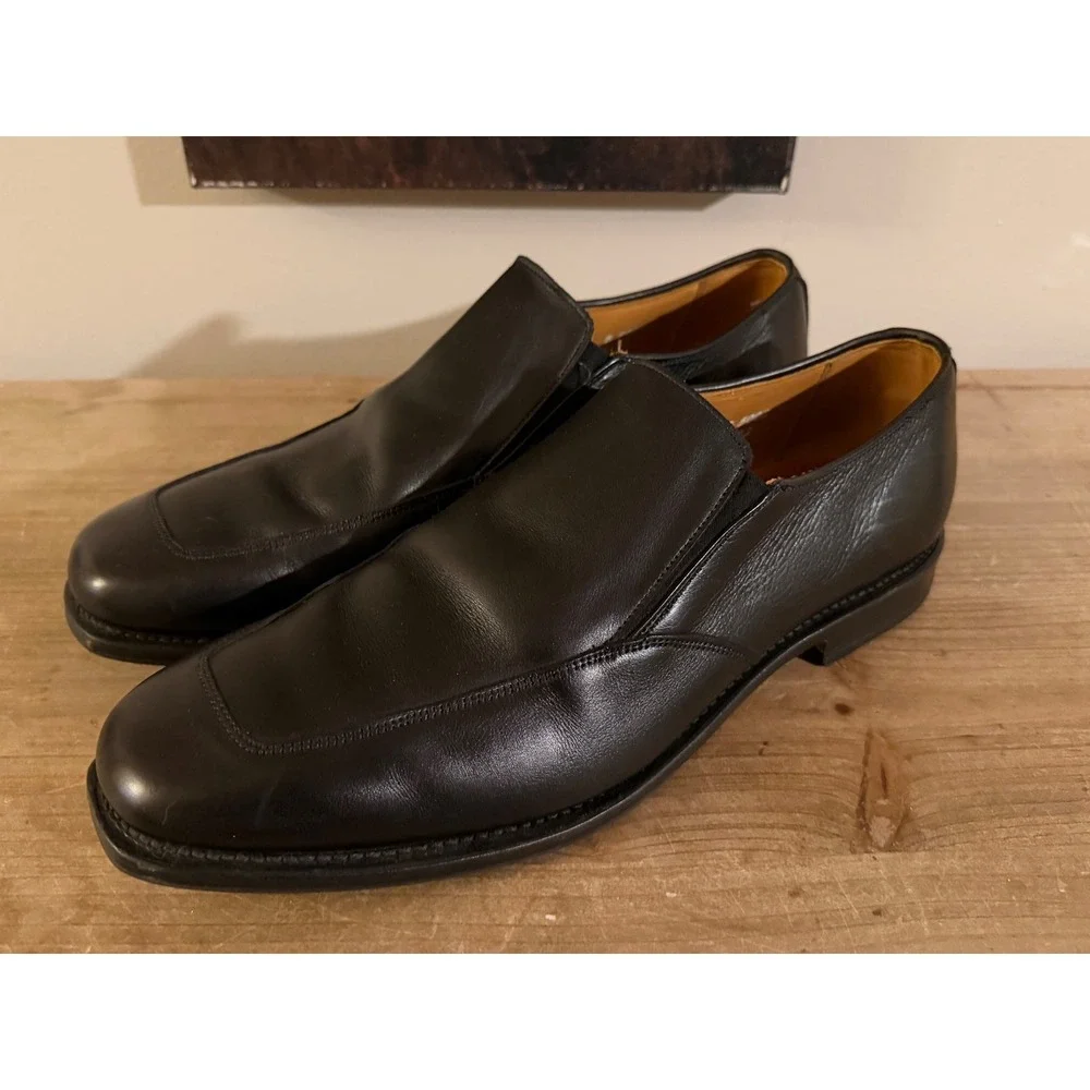 Allen Edmonds Mens Black Leather Slip On Loafers Square Toe Dress Shoes 13 B 500